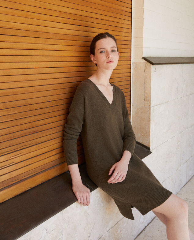 Kleid aus Kaschmir Olive night