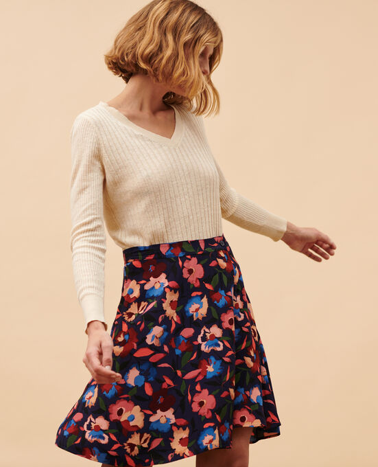 Kurzer gemusterter Rock 8858 69 NAVY PRINT