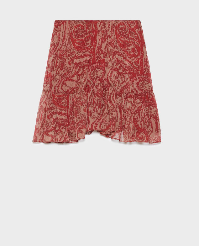 Kurzer fließender Rock A182 print ikat wine