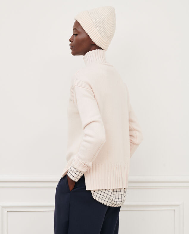 Pullover mit hohem Kragen aus Schurwolle 8842 01 offwhite