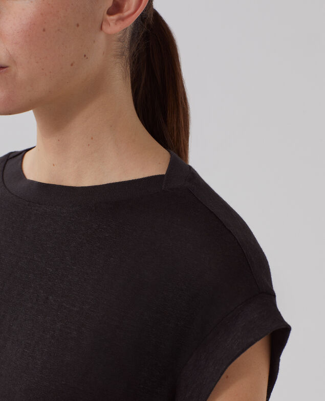 KARO - Boxy T-Shirt aus Leinen H091 black beauty