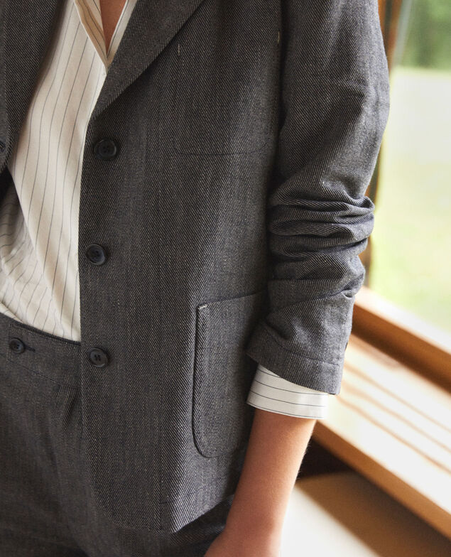 Jacke aus Leinen und Wolle Blau