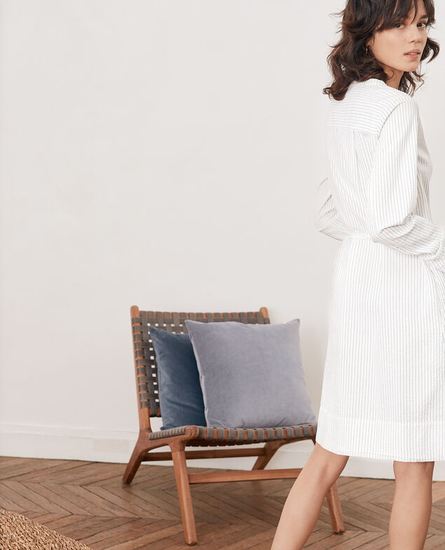 Gestreiftes Cache-coeur-Kleid Off white/navy stripes