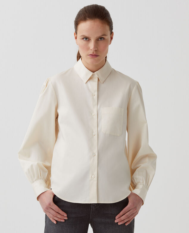 Bluse aus Satin-Baumwolle I300 pearled ivory