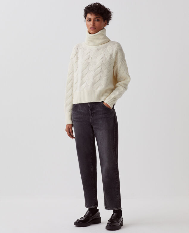 Rollkragenpullover aus Wolle I010 glass green beige
