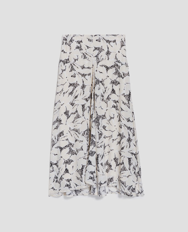 Asymmetrischer Rock mit fließendem Fall J301 flower camo ecru