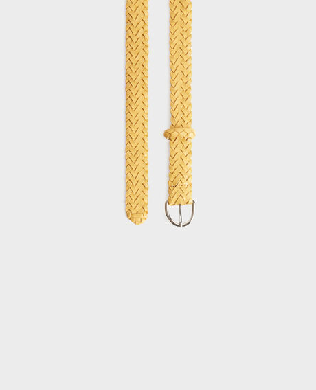 Geflochtener schmaler Ledergürtel 0460 ochre yellow 3sbe071