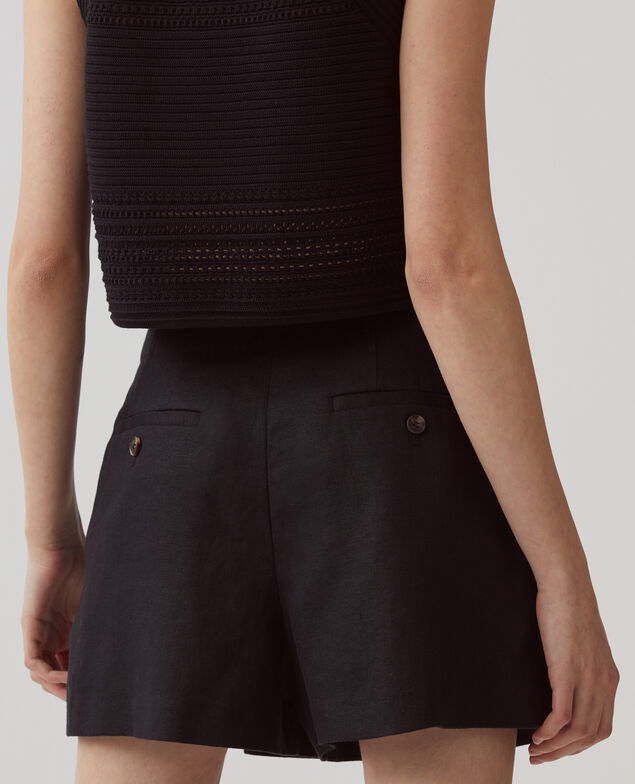 Faltenshorts aus Leinen H091 black beauty