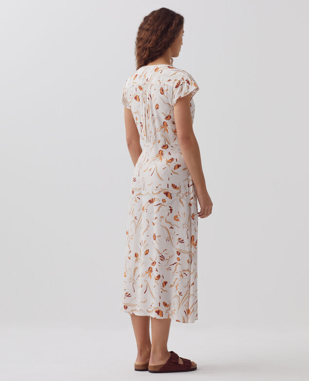 LUDIVINE - Fließendes gemustertes Kleid H302 delicate fl natural