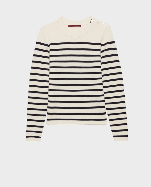 MADDY - Pullover aus Merinowolle im Marinelook 8842 01 offwhite