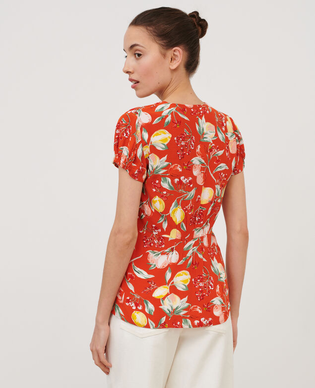 Kurzes gemustertes Top 103 print orange