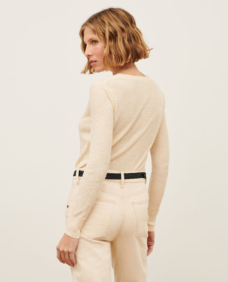 Strukturierter Pullover aus Leinen 0010 buttercream 3sju191l01