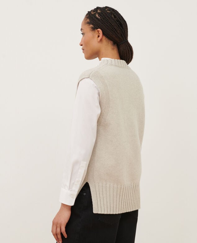 Ärmelloser Pullover A009 white knit