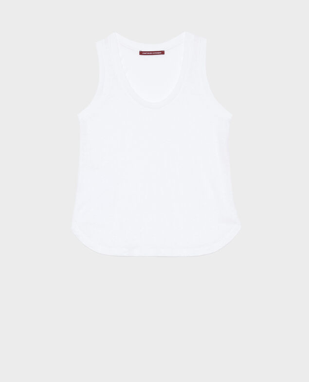 Ärmelloses T-Shirt aus Leinen 4235 optical white