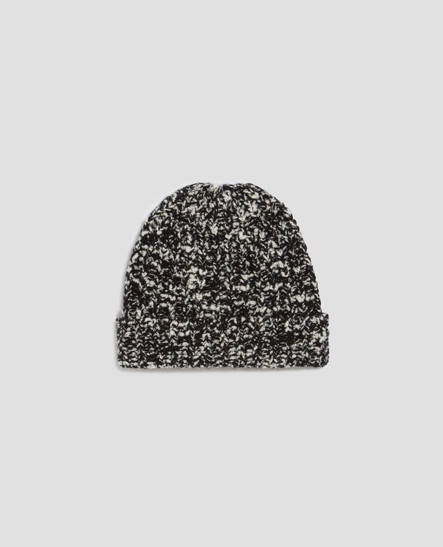 Mütze aus Bouclé-Wolle I099 boucle blk/white