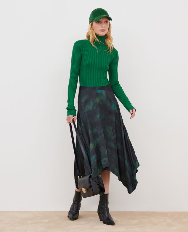 Langer fließender Rock A581 print bolero green 3wsk075v23