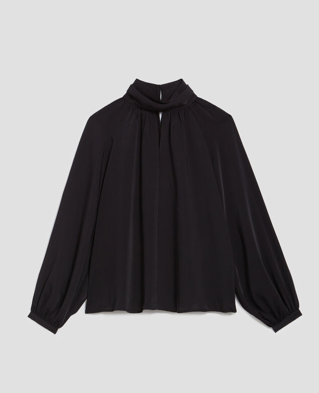 Fließend fallende Bluse mit seidigem Griff H091 black beauty