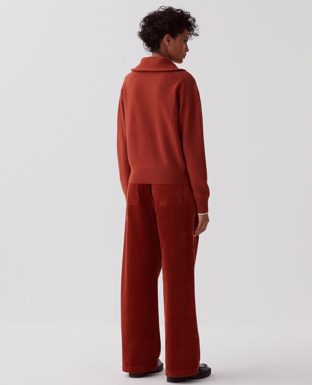 Rollkragenpullover mit Reißverschluss aus Wolle U270 orange