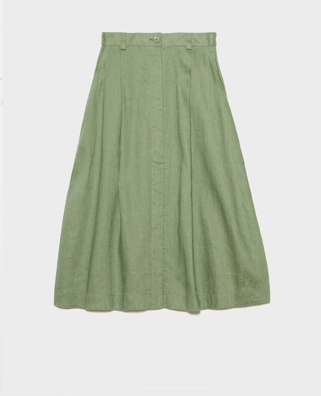 Langer Rock aus Leinen 52 green