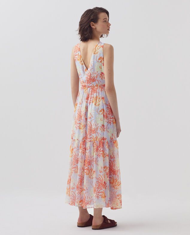 Langes fließendes Kleid H603 dahlia blue