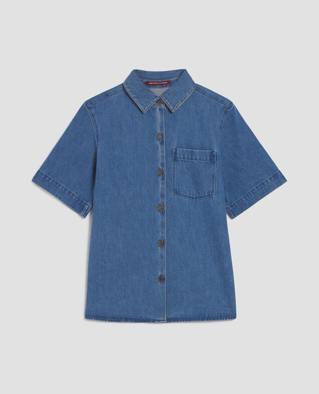 Bluse aus Baumwoll-Denim J621 light blue