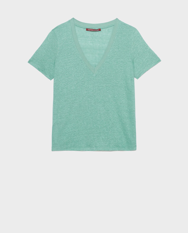 SARAH - T-Shirt mit V-Ausschnitt aus Leinen 0520 vert email