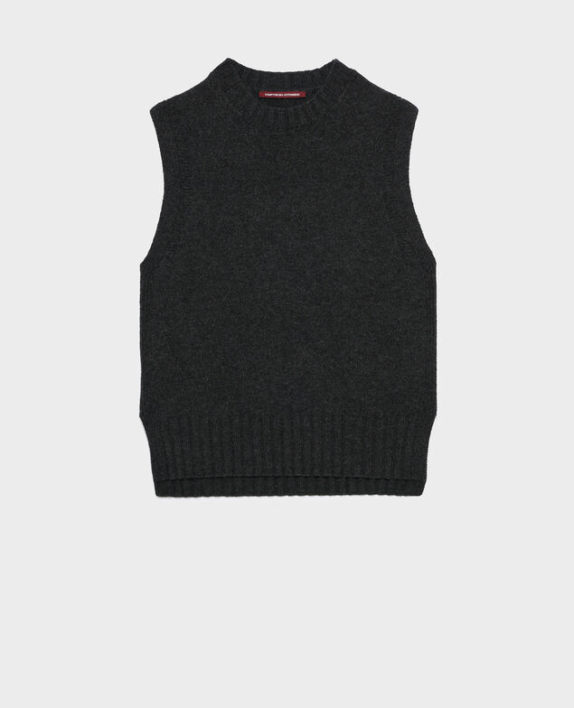 Ärmelloser Pullover A099 black chiné knit 3wju126w37