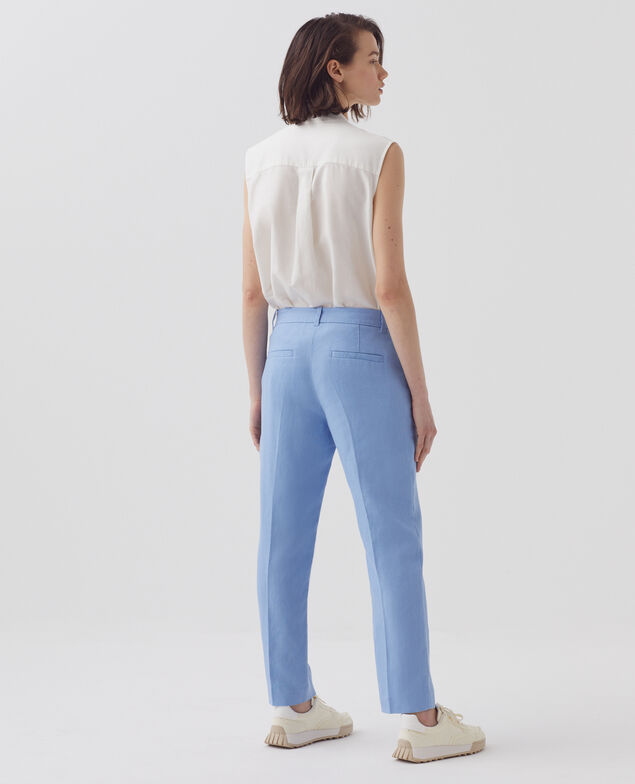MARGUERITE - Zigarettenhose aus Leinen H612 bel air blue