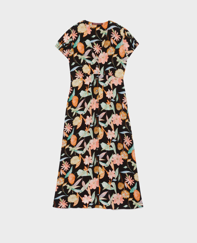 LUDIVINE - Fließendes langes Kleid 0909 black aubepine