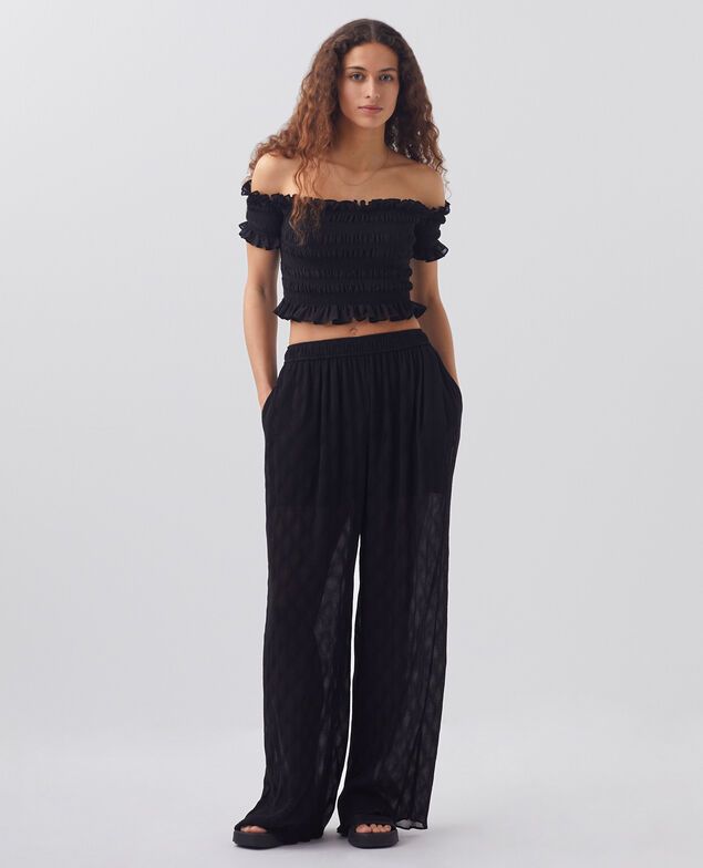 Kurzes gesmocktes Top H091 black beauty