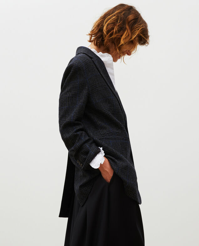 Weiter Blazer aus Wolle Night sky pieddepoule