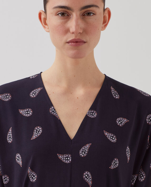 Kurzes Kleid mit fließendem Fall J693 ma paisley navy