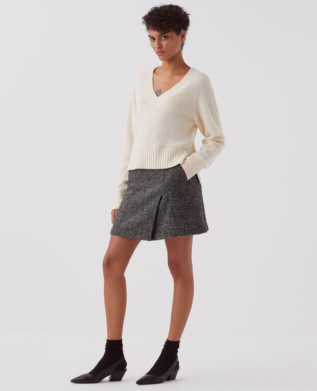 Pullover mit V-Ausschnitt aus Kaschmir I300 pearled ivory