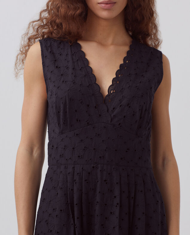 Langes Kleid mit Lochstickerei H091 black beauty