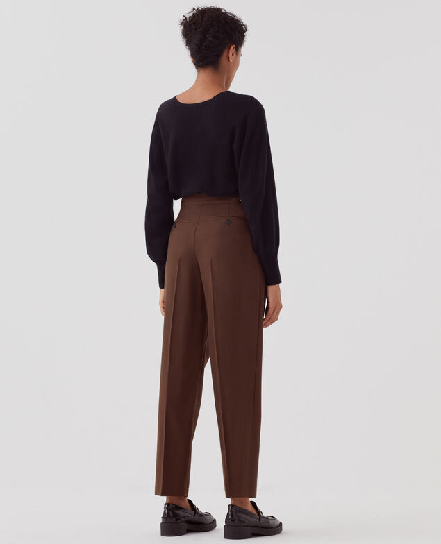 CAMILLE – Wollhose mit Steppfalten I390 coffee bean