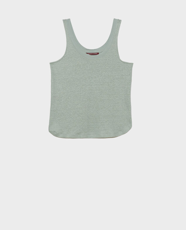 Ärmelloses T-Shirt aus Leinen 50 green