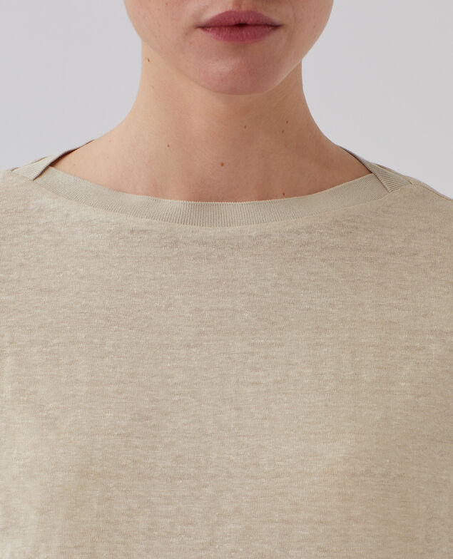 KARO - Boxy T-Shirt aus Leinen J020 beige lining