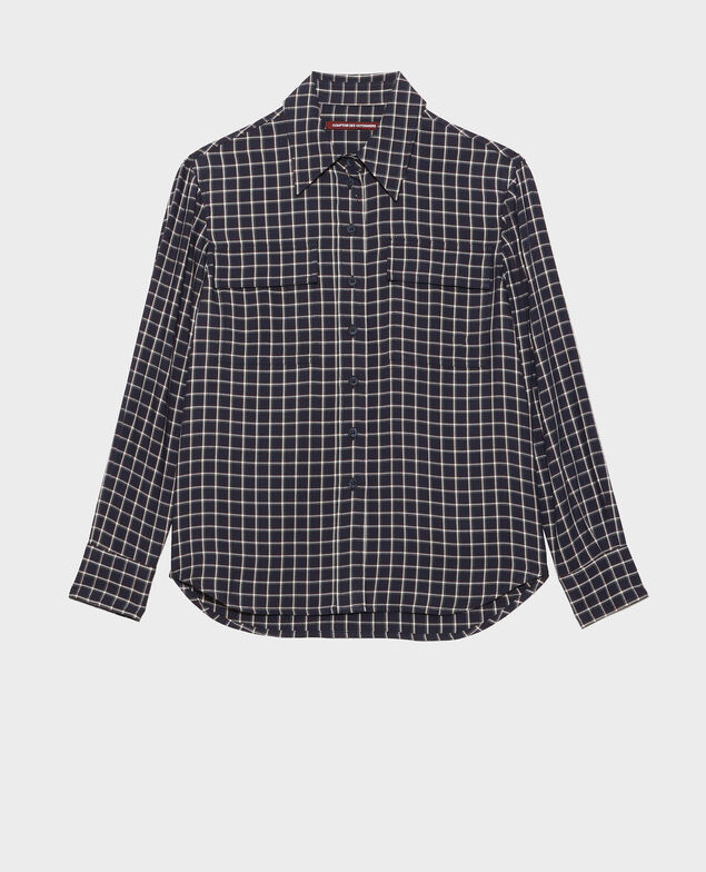 Fließende Bluse mit Karos 8869 69 navy check