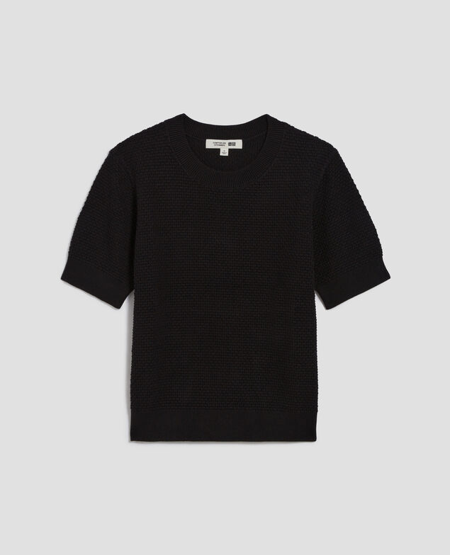 Kurzärmliger Pullover aus Baumwolle U090 black