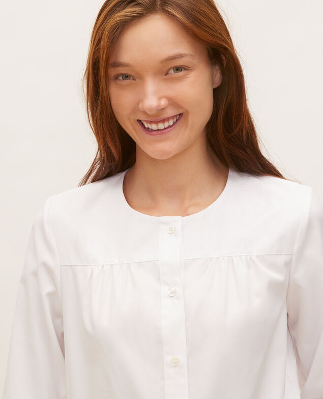 Baumwollbluse mit abnehmbarem Tuchkragen Brilliant white