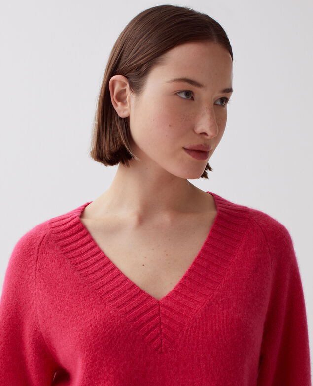 Pullover mit V-Ausschnitt aus Kaschmir I120 virtual pink