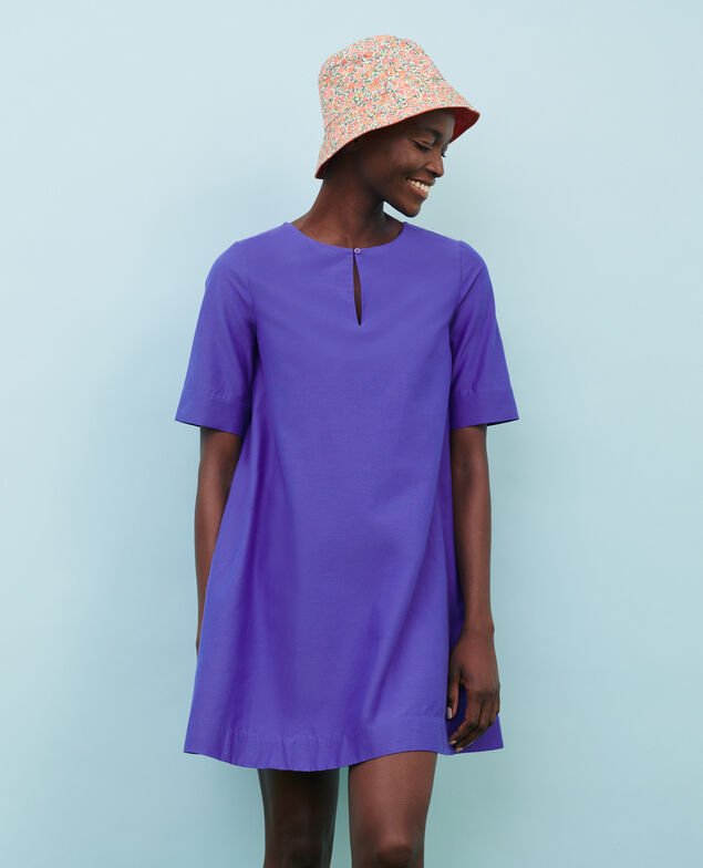 Kurzes Kleid aus Baumwolle und Seide Royal blue Nerniere