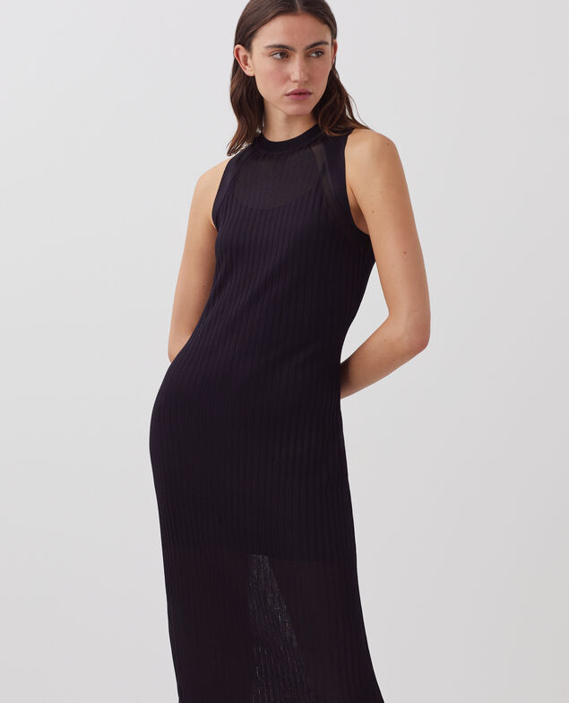 Langes Rippstrickkleid H695 night sky