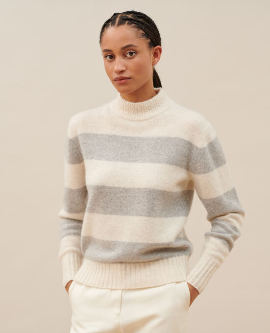 Pullover aus Kaschmir A021 LT GREY STRIPES