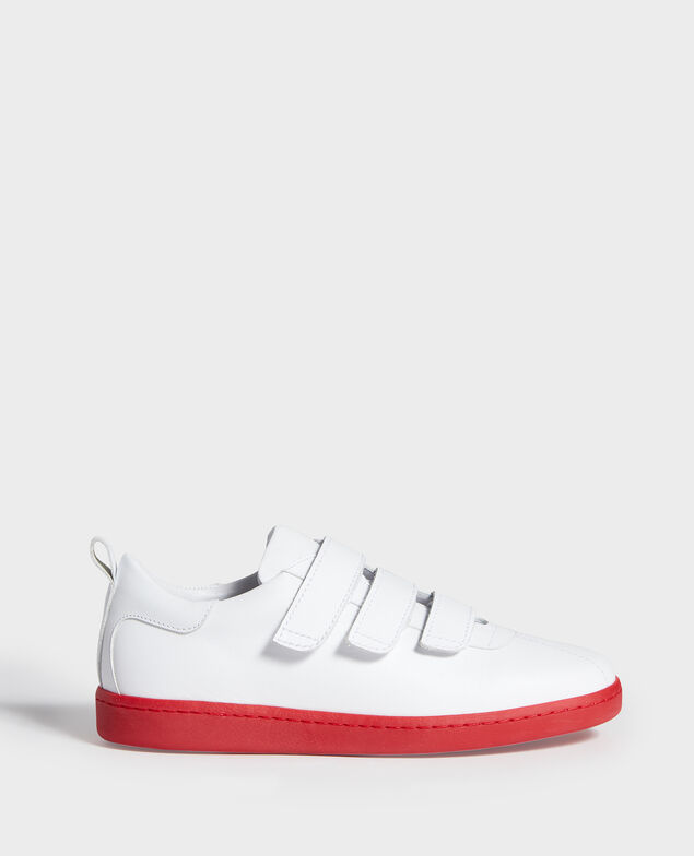 Sneakers aus Leder mit Klettlaschen White fiery red