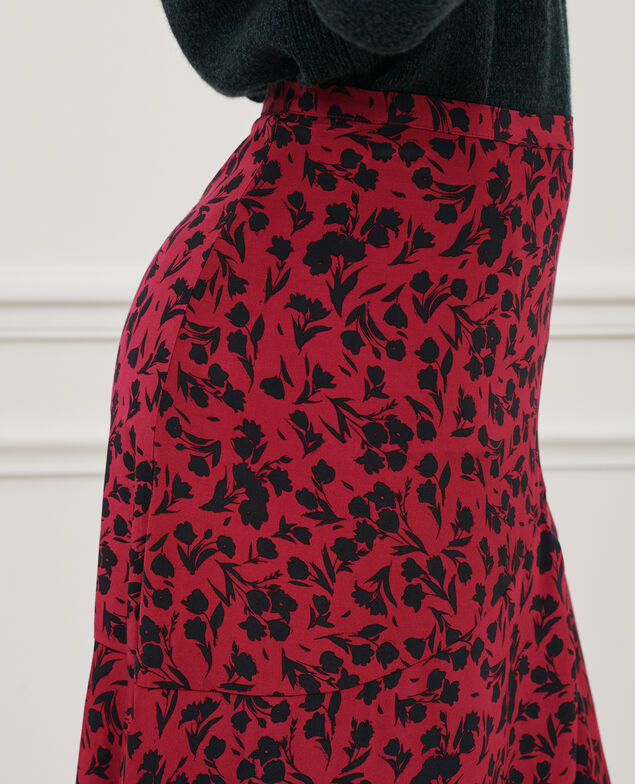 Langer Rock mit Fuchsia-Print 8807 17 red