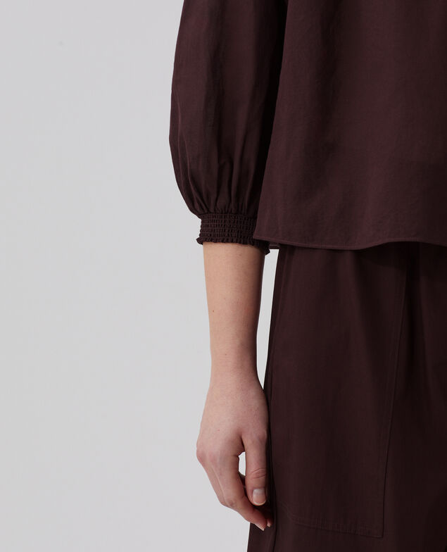 Bluse aus Baumwollvoile J790 chocolate plum