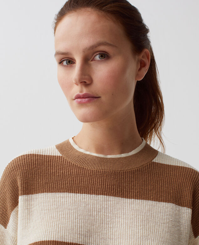 Cropped Pullover mit kurzen Ärmeln aus Leinen H324 large gratinato
