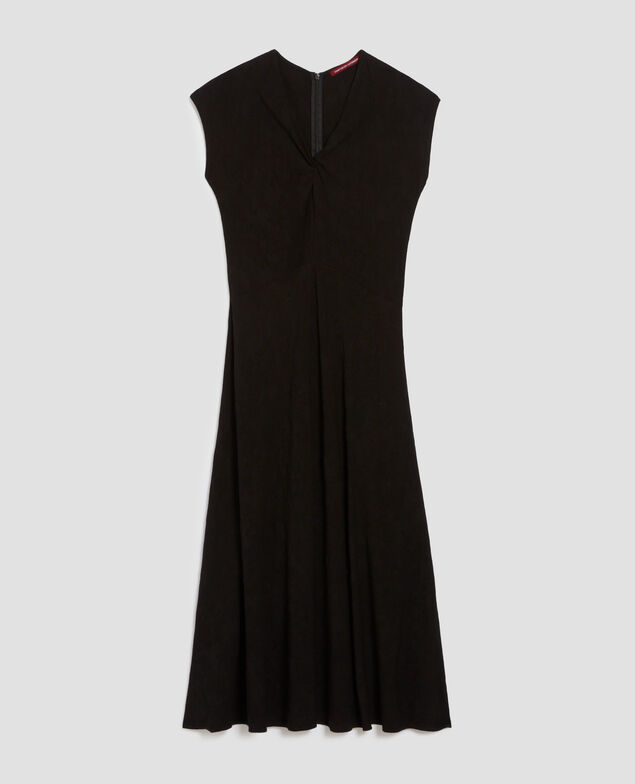 Langes fließendes Kleid mit Zopfmuster H091 black beauty