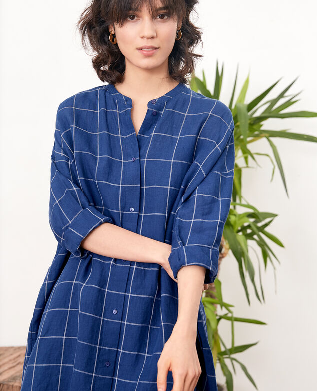 Weites Leinenkleid  Indigo